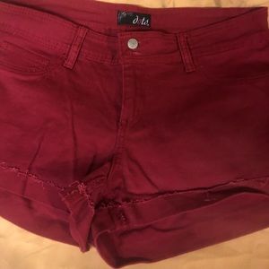 Maroon denim jean shorts
